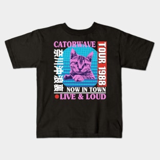 Vaporwave Aesthetic Retro Cat Gift Funny Japan Otaku Kids T-Shirt